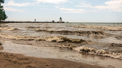 Lighthouse in Port Dover on Lake Erie, Ontario, Canada.