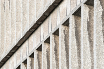 Brutalist architecture, Stopford House in Stockport, Manchester, facade of building showing 1970s...