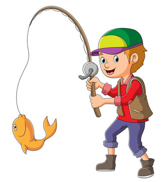 The young man is fishing the fish