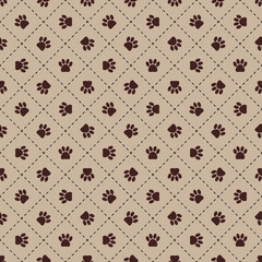 Paw print seamless. Cat, dogs footprint seamless pattern.