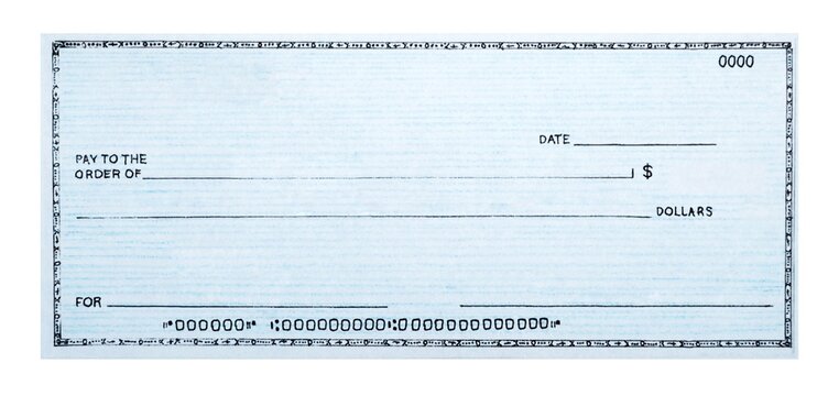 Blank Check Isolated On White