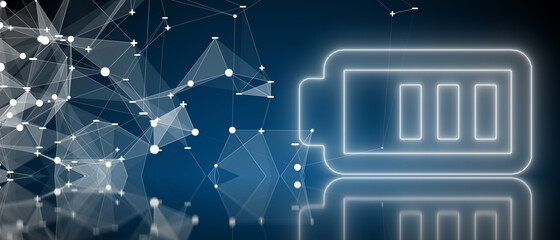 Battery storage technology recharge voltage green power renewable energy - Illustration Rendering
