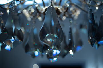 Expensive exquisite crystal chandelier in Victorian style indoor