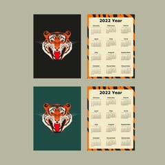 year of the tiger. calendar with tiger. new year calendar 2022