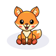 Fototapeta premium Cute little fox cartoon sitting