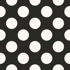 white circles on a black background. seamless print of peas. pattern consisting of circles for clothing or printing