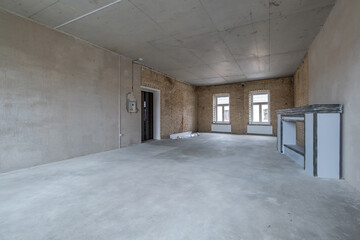 empty white room with repair and without furniture. room for office or store