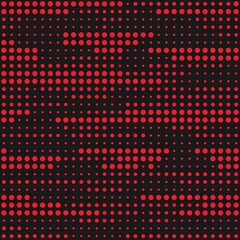 seamless print abstraction from krgs of different shapes. red circles on a black background. mesh of circles for clothing or print or background