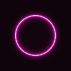 pink neon circle. glowing circle on a black background. pink neon vector print.
