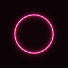 pink neon circle. glowing circle on a black background. pink neon vector print.