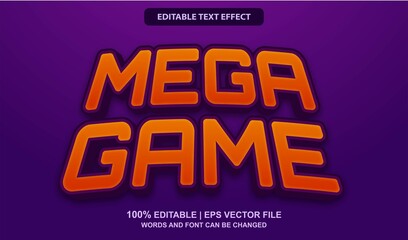 Mega Game Editable Text Effect Style Vector