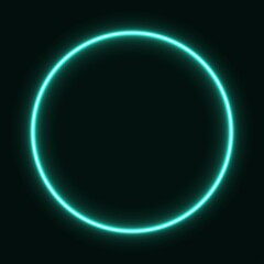 blue neon circle. glowing circle on a black background. pink neon vector print.