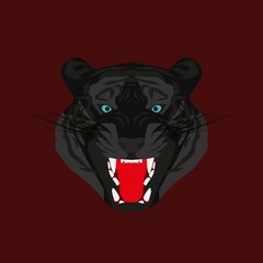 dark tiger, against the background of its color, vector tiger muzzle. wild cat. tiger face logo.