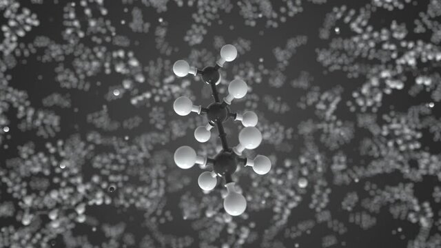 Pentane molecule, isolated molecular model. Looping 3D animation or motion background
