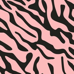 black and pink stripes abstraction. seamless zebra print. for clothes or printing			