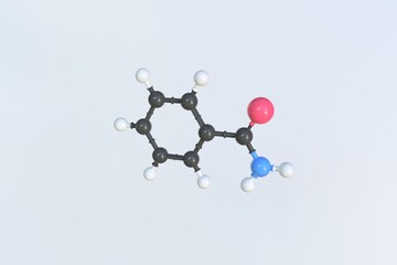 Benzamide molecule. Isolated molecular model. 3D rendering