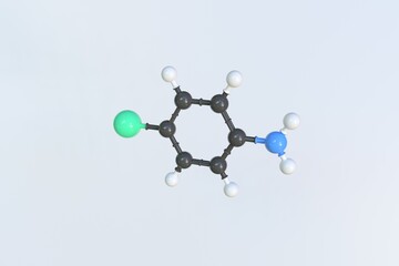 4-chloroaniline molecule. Isolated molecular model. 3D rendering