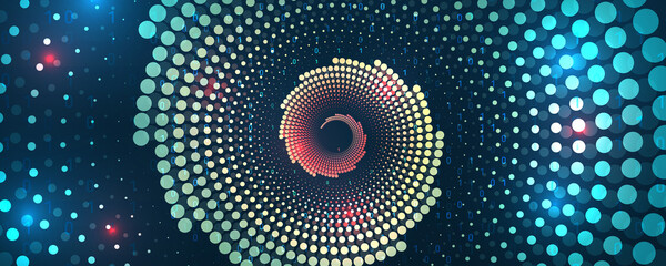 Big data visualization. Processing of data arrays, sorting. Filtering machine algorithms. Data stream in the form of an array of spirals and binary code. Vector database background.