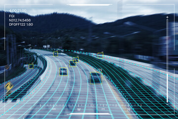 Ai tracking traffic automobile vehicle car recognizing speed limit information system, security...