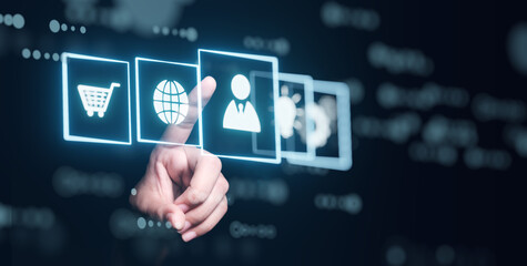 Futuristic business application assets function data resource and information technology concept,...