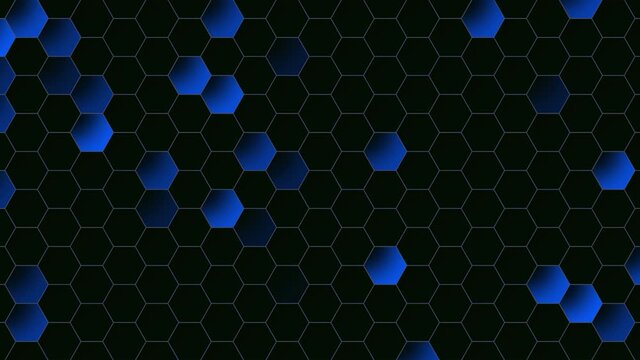 Gradient blue and black small hexagon, motion abstract business and corporate style background