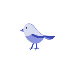 Ave de otoño. Concepto de animal volador. Pájaro, pajarillo, avecilla. Ilustración vectorial, estilo azul
