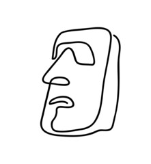 Idol, moai religion sight of Easter Island. Travel attraction. Continuous single line art drawing vector illustration. Print pattern modern style. Abstract outline vector illustration