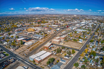 Aerial View of Greeley, Colorado in Autumn