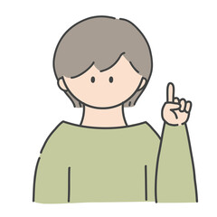 ポイントのポーズをしたの女の子のバストアップアイコンイラスト