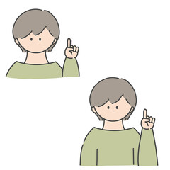 ポイントのポーズをしたの女の子のバストアップアイコンイラスト