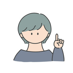 ポイントのポーズをしたの女の子のバストアップアイコンイラスト