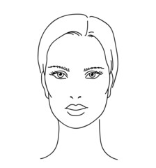 Beautyfull girl face. Attractive young woman portrait female beauty concept. Black and white vector illustration