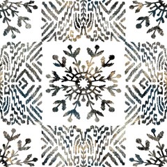 Seamless neutral and white grungy classic abstract surface pattern design for print. High quality illustration. Monochrome earth colored design with white pattern design overlay. Repeat graphic swatch