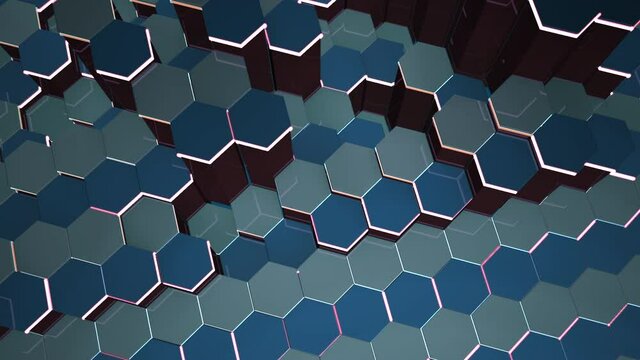 Dark small blue hex grid pattern, abstract business, corporate and futuristic style background