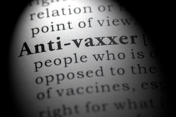 Obraz premium Dictionary definition of anti-vaxxers