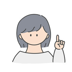 ポイントのポーズをしたの女の子のバストアップアイコンイラスト