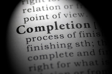 Dictionary definition of completion