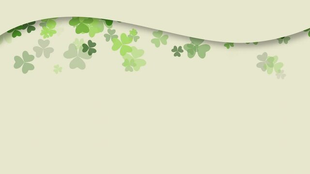 Fly small Saint Patrick shamrocks, national Ireland holidays style background