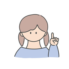 ポイントのポーズをしたの女の子のバストアップアイコンイラスト