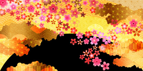  桜　和紙　和柄　背景