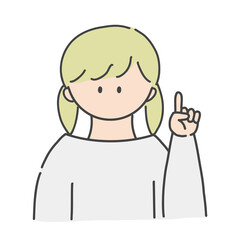 ポイントのポーズをしたの女の子のバストアップアイコンイラスト