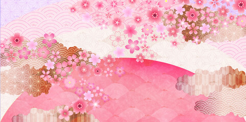  桜　和紙　和柄　背景