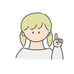 ポイントのポーズをしたの女の子のバストアップアイコンイラスト