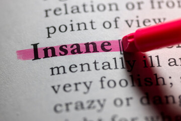 Dictionary definition of insane