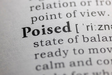Obraz premium Dictionary definition of poised