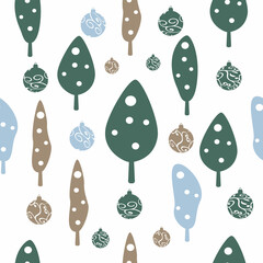 Christmas tree seamless pattern with dots