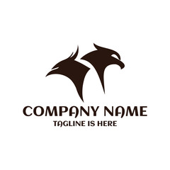 Two eagle head logo design