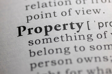 Obraz premium Dictionary definition of property