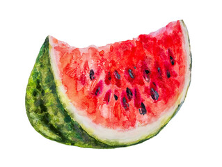 Slice of watermelon watercolor illustration isolated