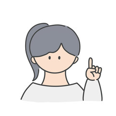 ポイントのポーズをしたの女の子のバストアップアイコンイラスト